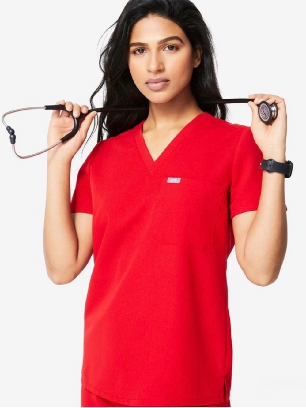 Figs Red Catarina One Pocket Scrub Top Size XXS